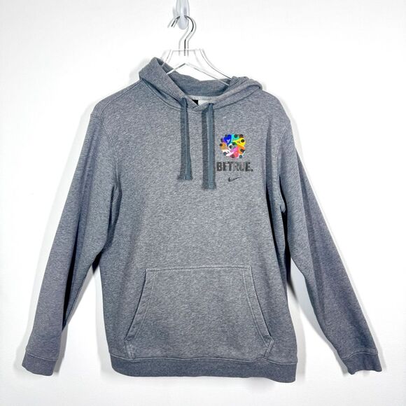 Nike Be True Men's Size Large Grey Fleece Pullover Hoodie Sweatshirt DR9538-091 - Picture 6 of 13
